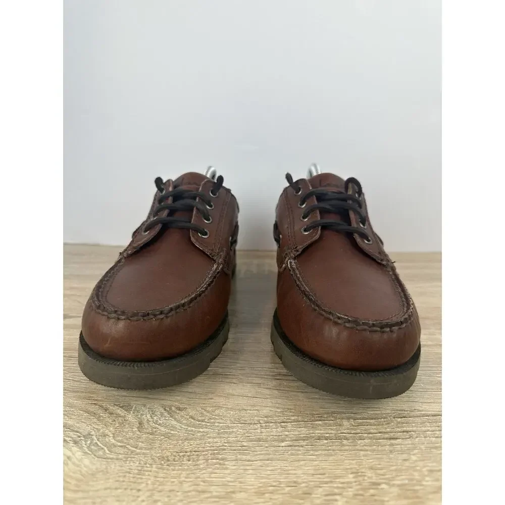 Clarks Active Air Men’s Brown Leather Boat Shoes Moc Toe Lace Up US 9 EU 42